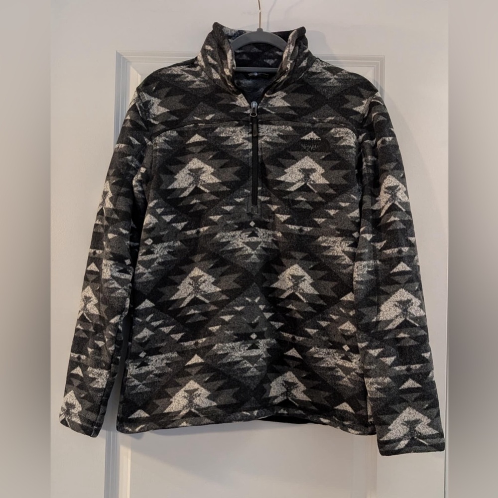 The North Face Quarter Zip Fleece / Pullover Black / Gray Aztec Sz S - Like New
